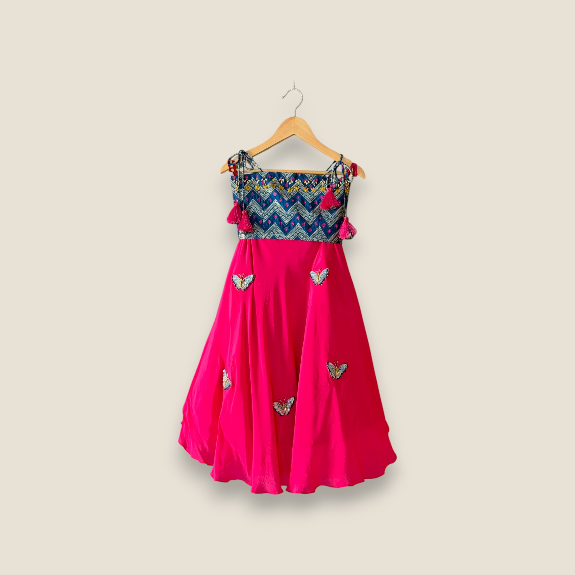 Butterfly Bloom Girls Festive Dress – Pink & Blue Edition