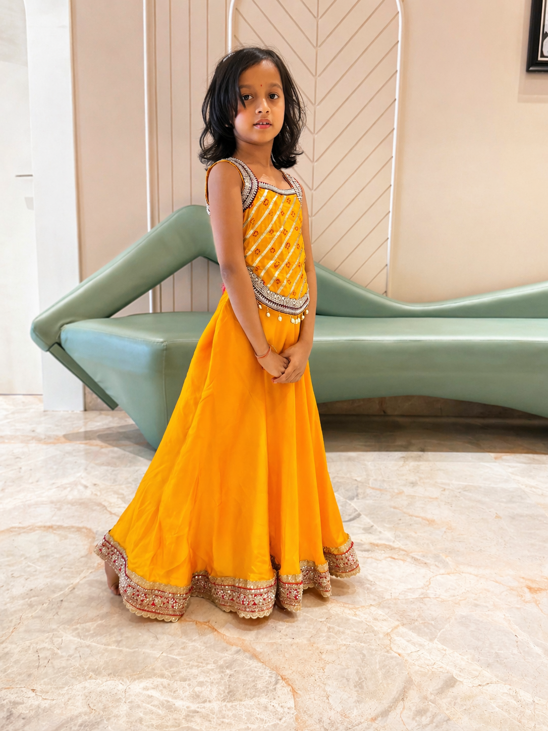 Mustard Yellow Ethnic Set for Girls